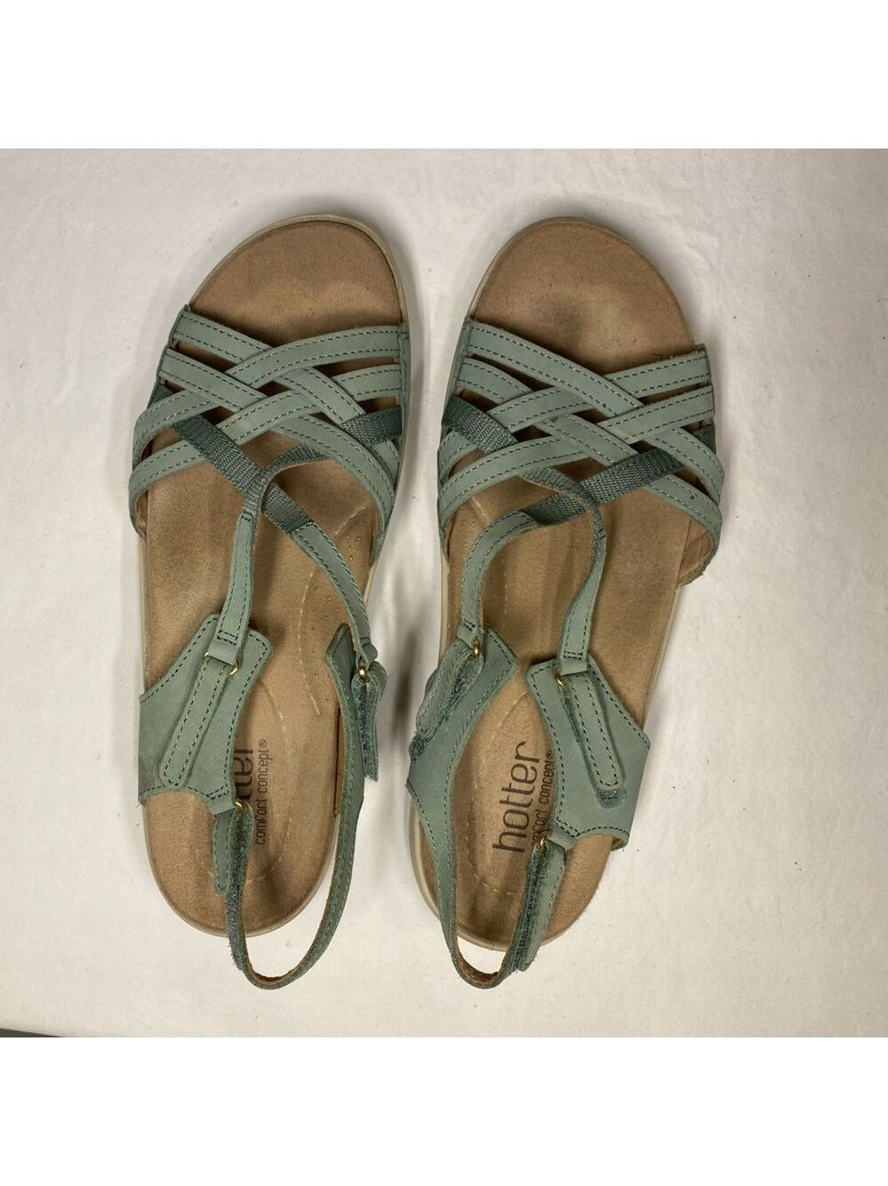 Hotter Comfort Concept Green Cross Strap Sandals